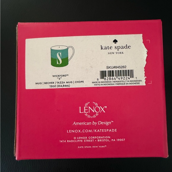 Kate Spade Blue and Green Monogram Wickford ‘S’ Mug - Picture 6 of 6